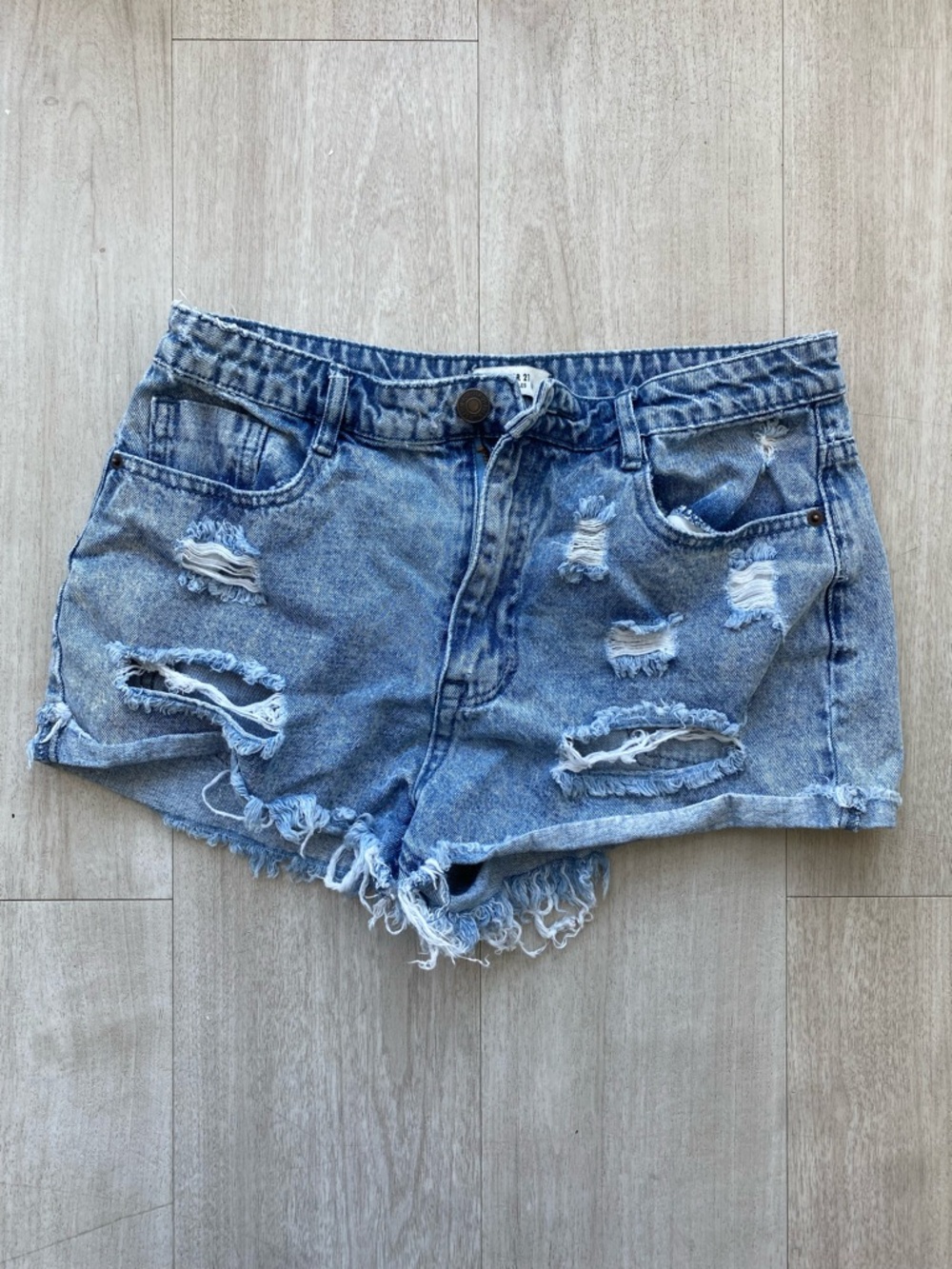 Forever 21 Los Angeles S 29 Distressed Denim Cut Off Jean Shorts Frayed Hem y2k